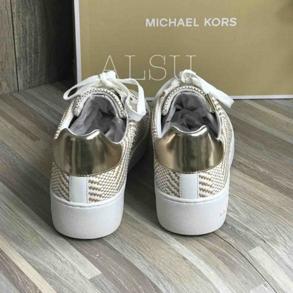 Michael Kors Poppy Lace Up Diagonal Weave Natural - Picture 3 of 8